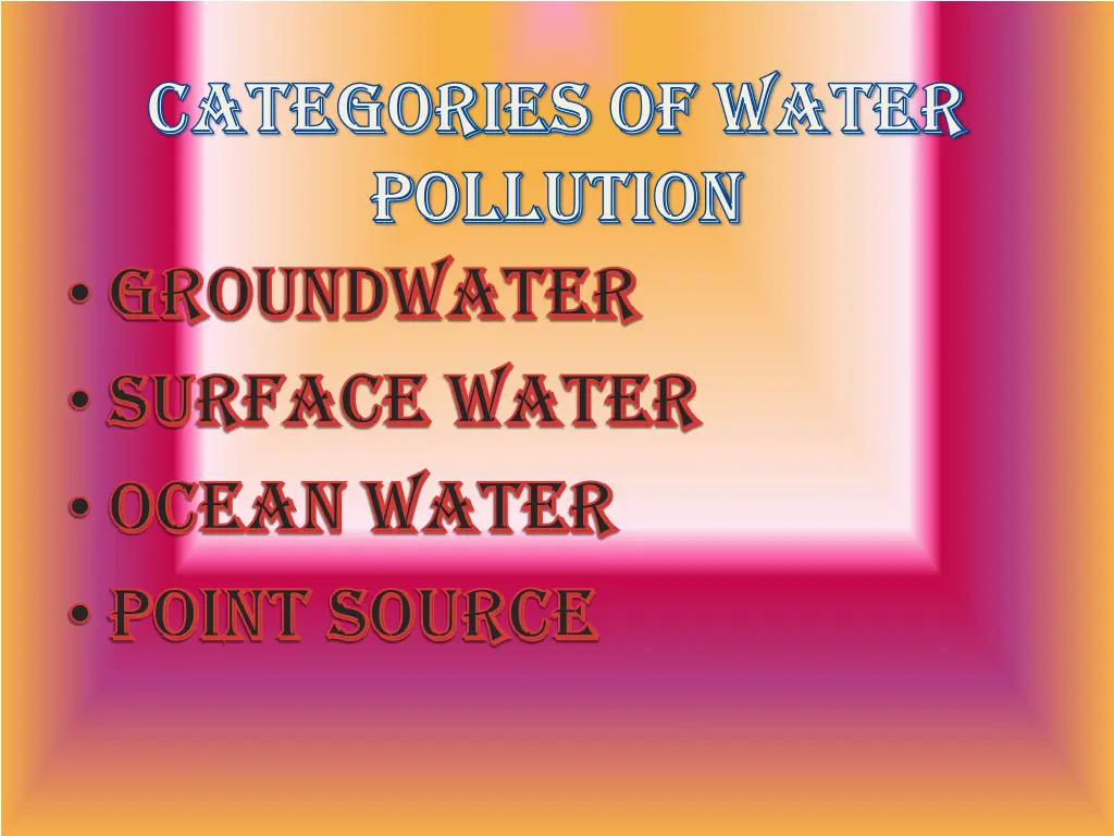 categories of water categories of water pollution