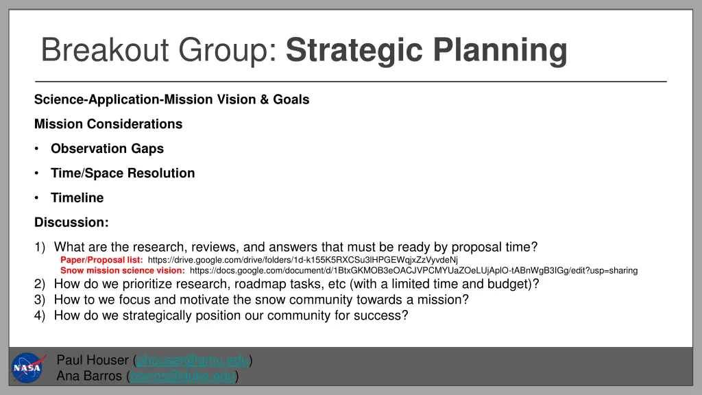 breakout group strategic planning