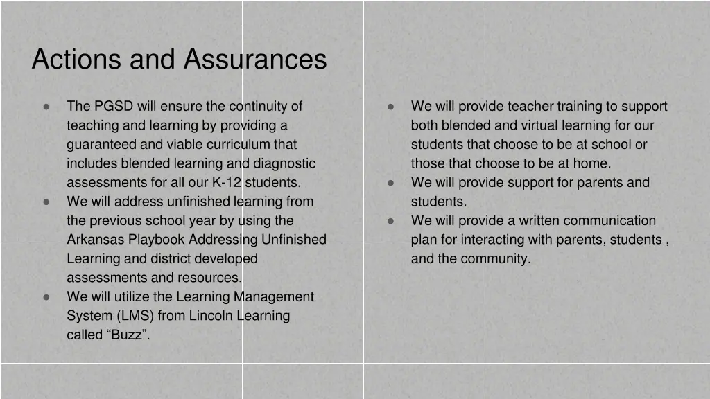 actions and assurances