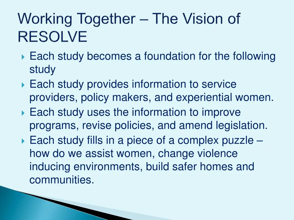 each study becomes a foundation for the following