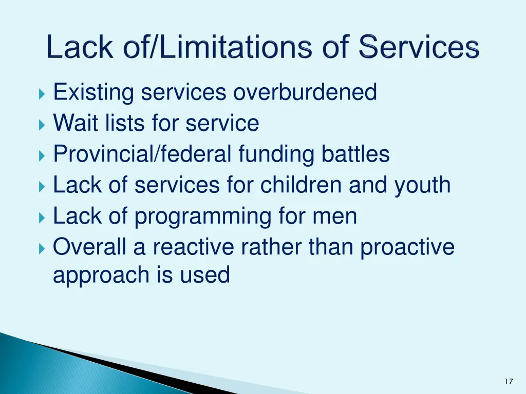 existing services overburdened wait lists