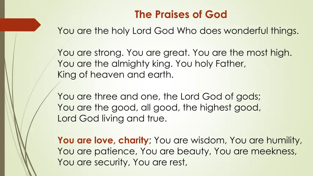 the praises of god