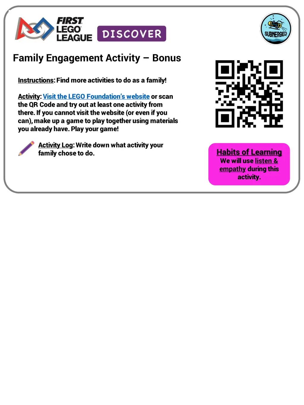 family engagement activity bonus