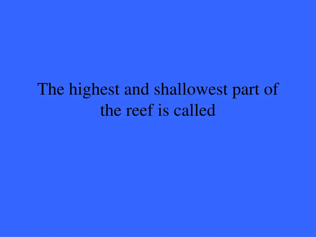 the highest and shallowest part of the reef