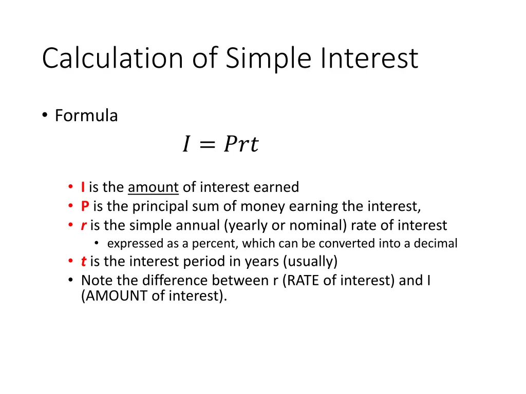 calculation of simple interest