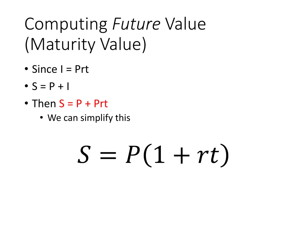 computing future value maturity value 1