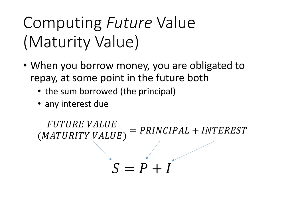 computing future value maturity value