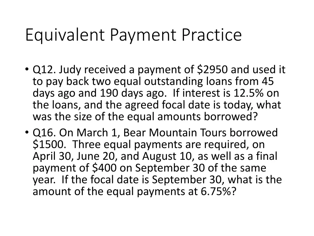 equivalent payment practice