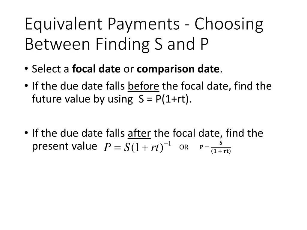 equivalent payments choosing between finding