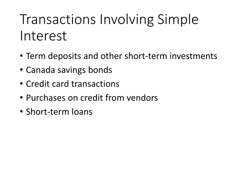 transactions involving simple interest