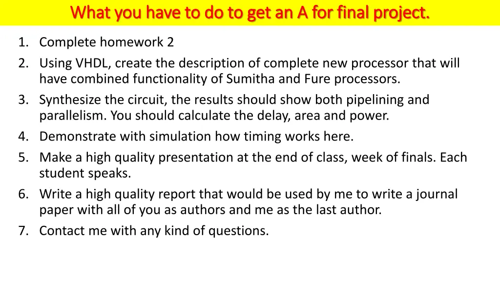 what you have to do to get an a for final project 3