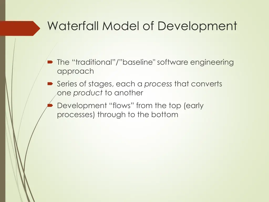 waterfall model of development