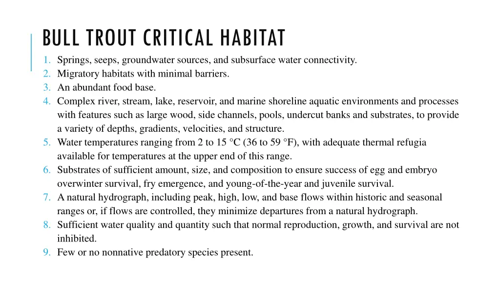 bull trout critical habitat 1 springs seeps