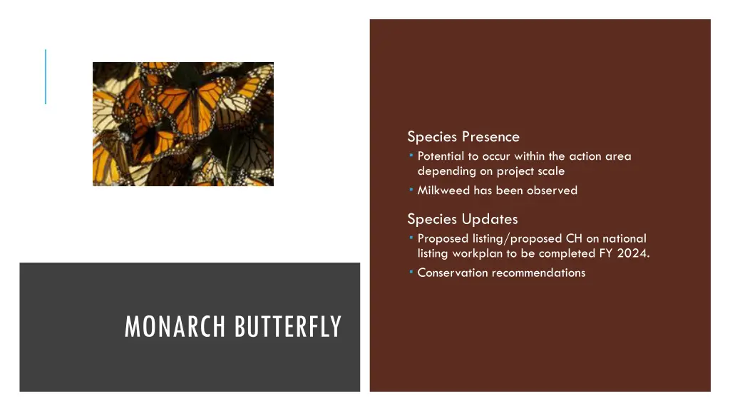 species presence potential to occur within 1