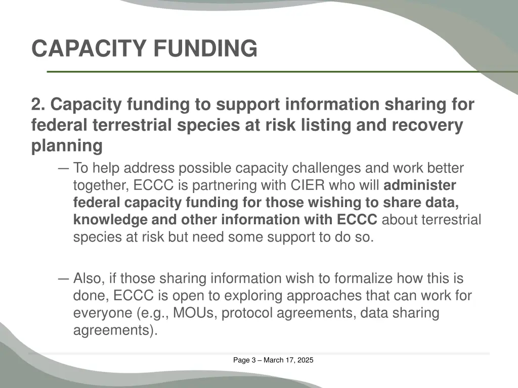 capacity funding 1