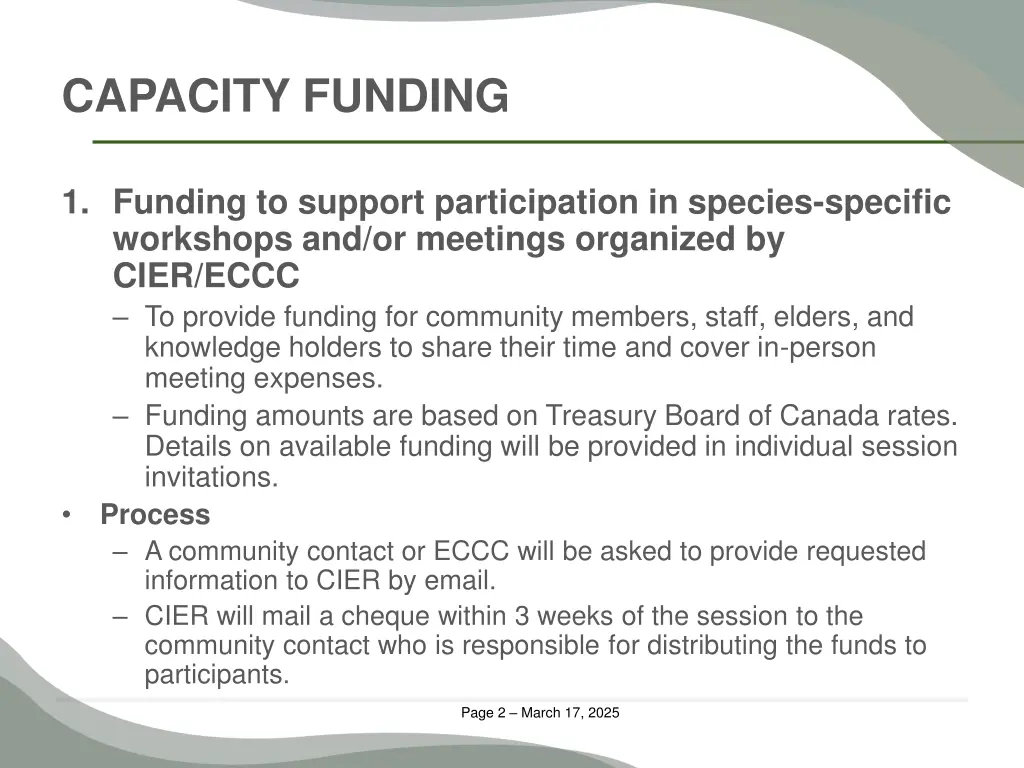 capacity funding