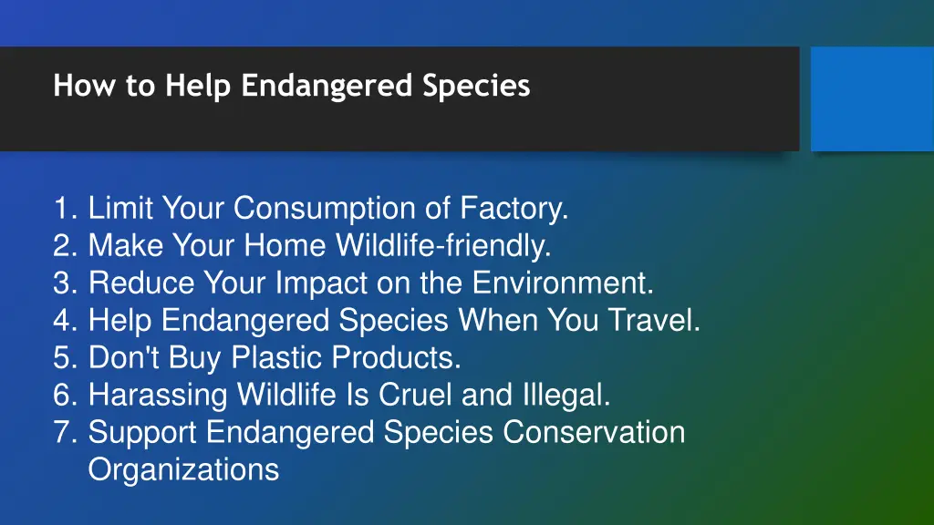how to help endangered species