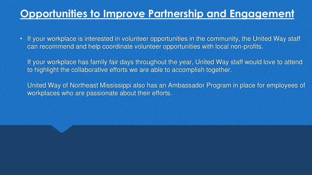 opportunities to improve partnership