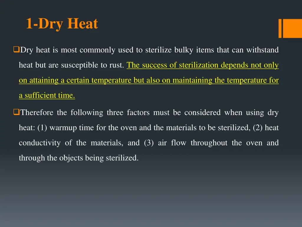 1 dry heat