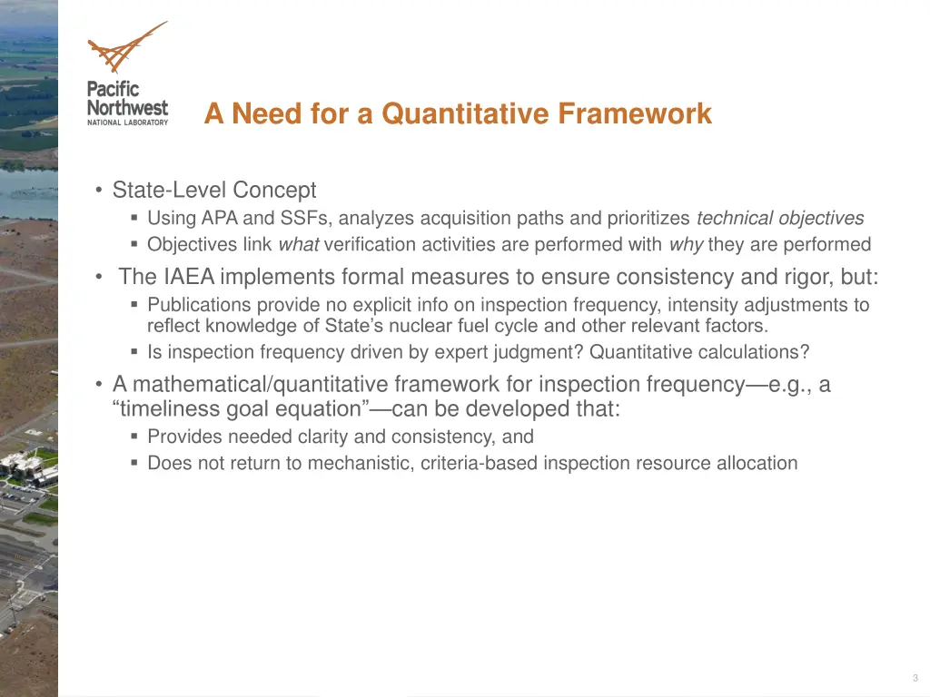 a need for a quantitative framework