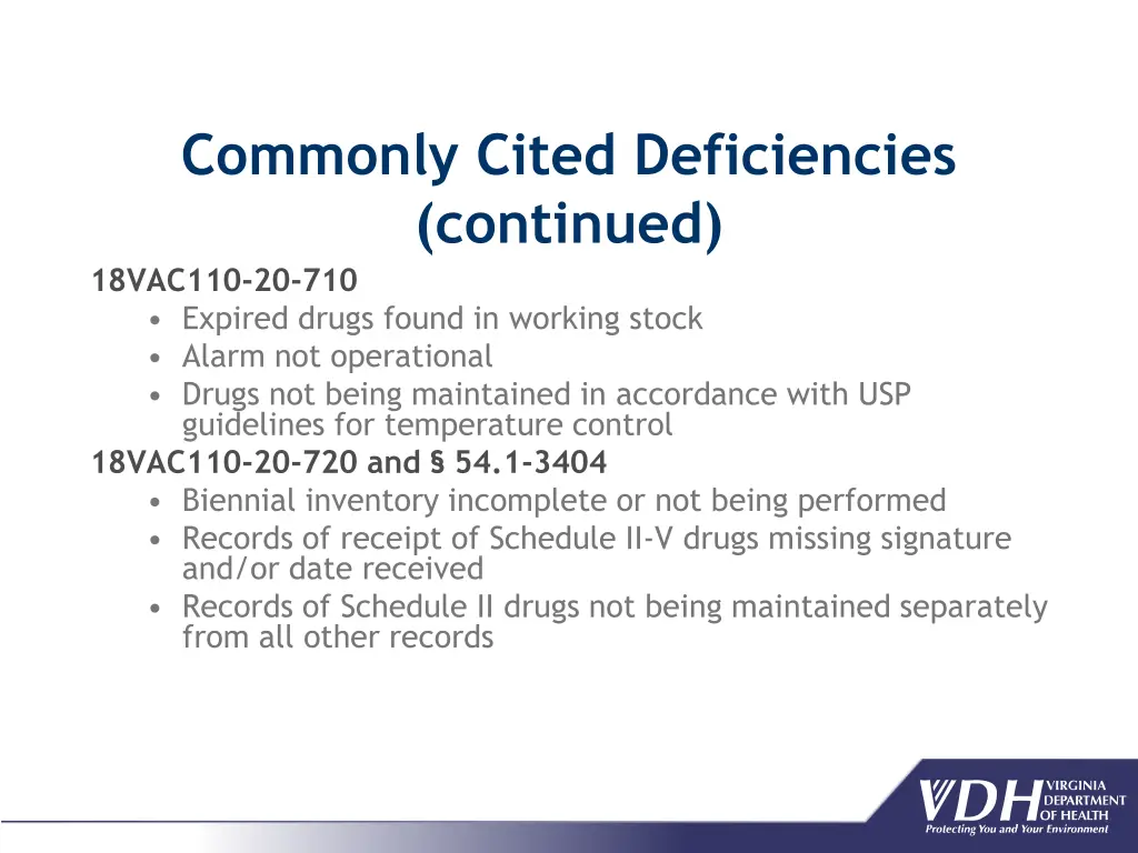 commonly cited deficiencies continued 18vac110