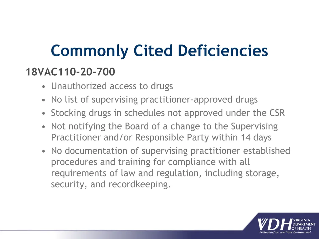 commonly cited deficiencies