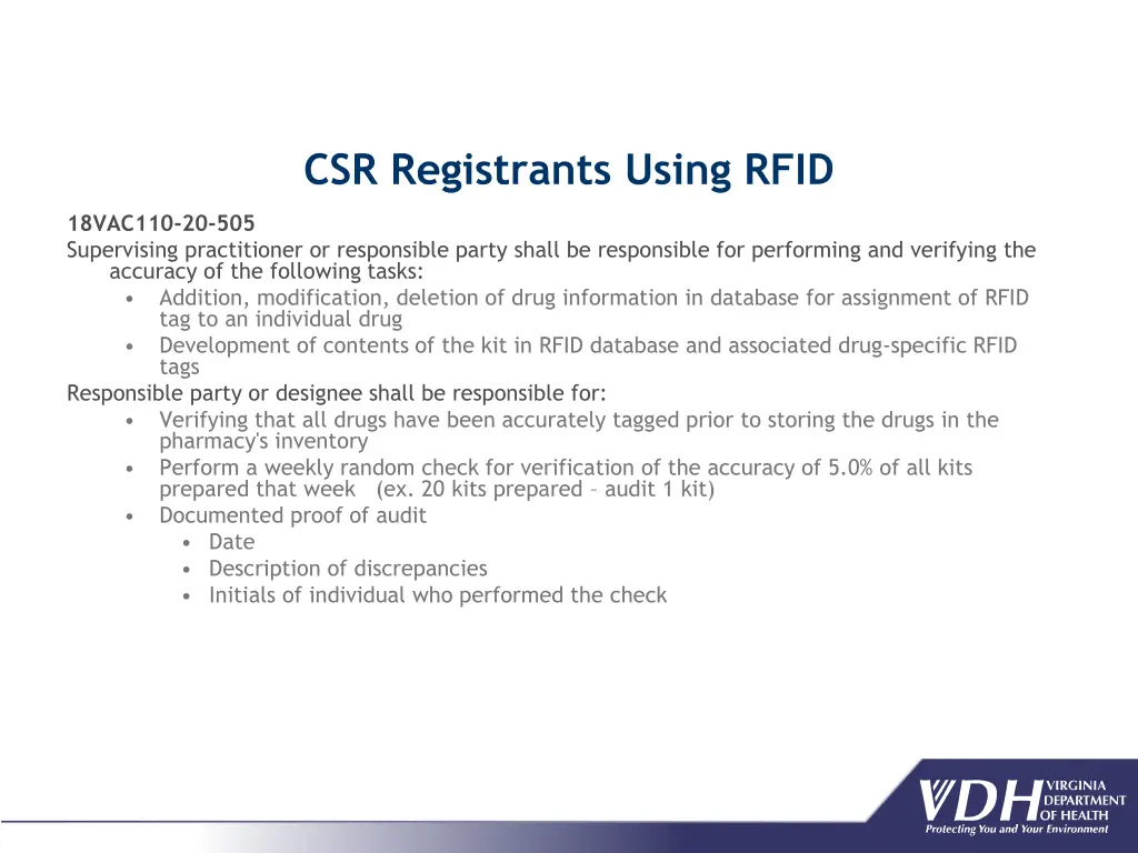 csr registrants using rfid