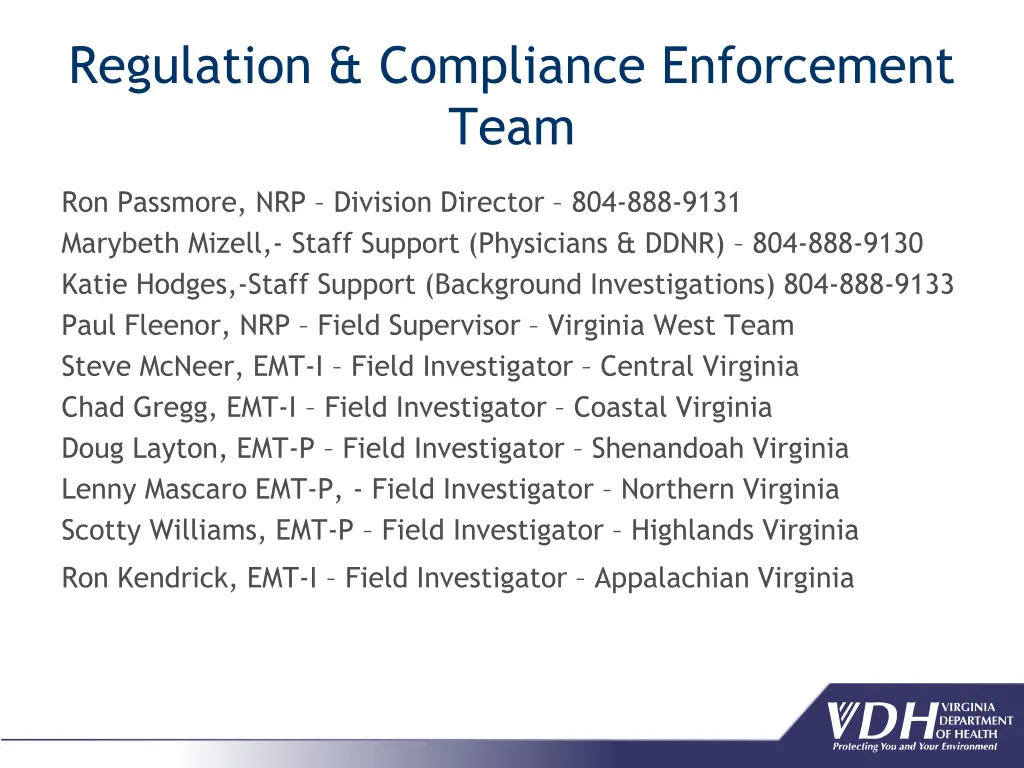 regulation compliance enforcement team
