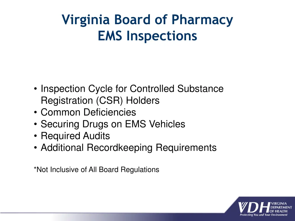 virginia board of pharmacy ems inspections 1