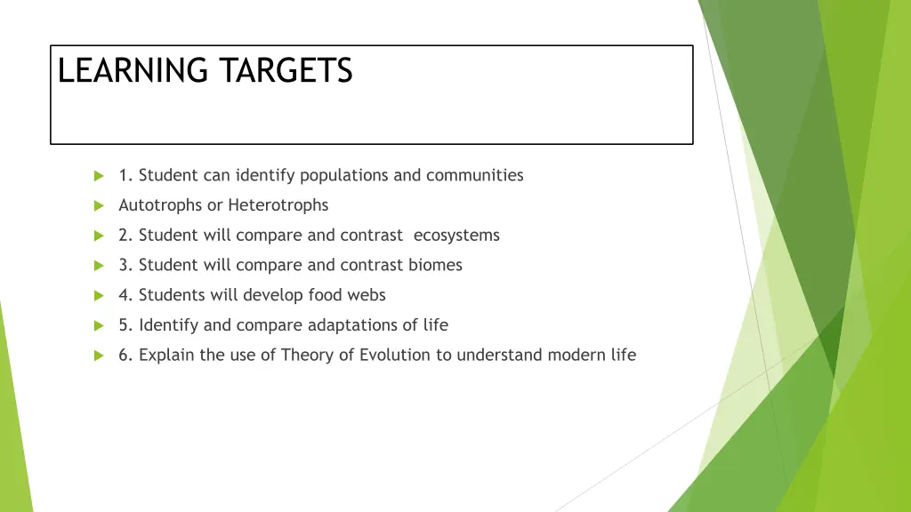 learning targets