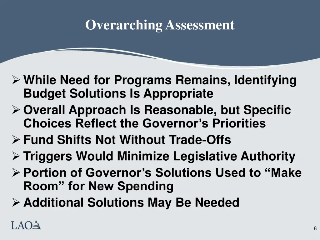 overarching assessment