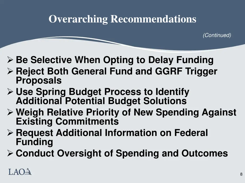 overarching recommendations 1