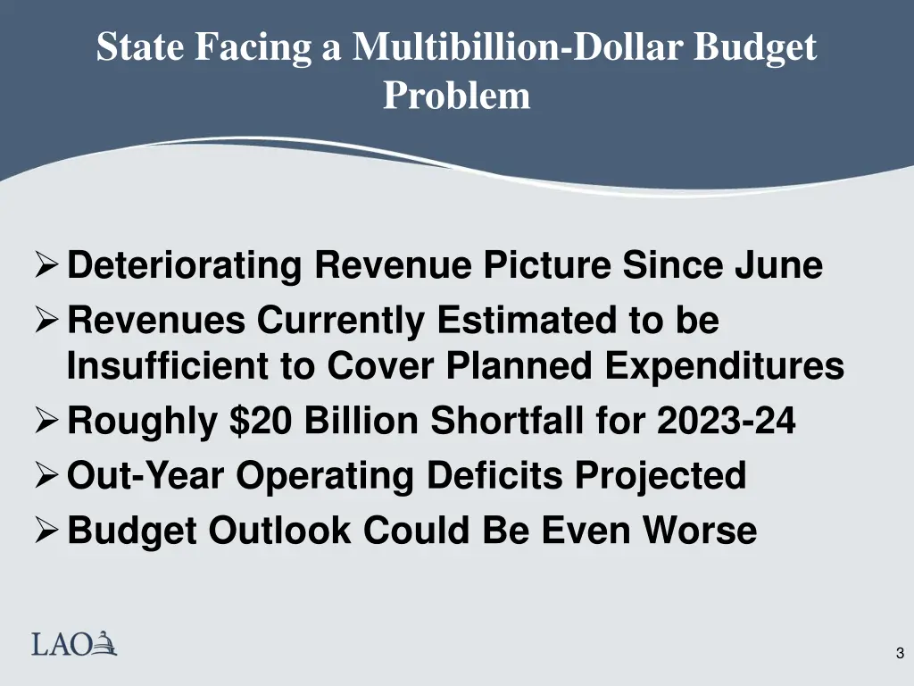 state facing a multibillion dollar budget problem