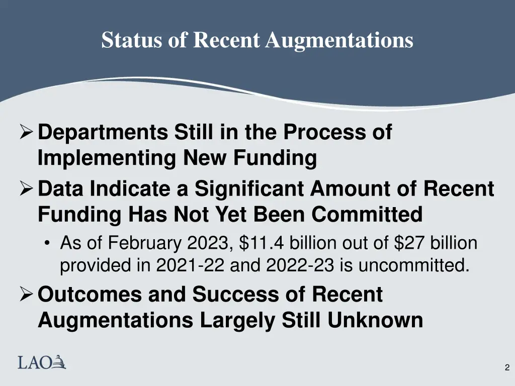 status of recent augmentations
