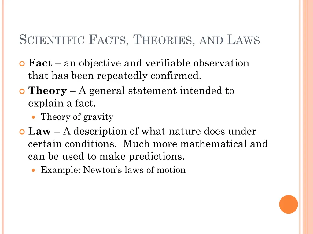 s cientific f acts t heories and l aws