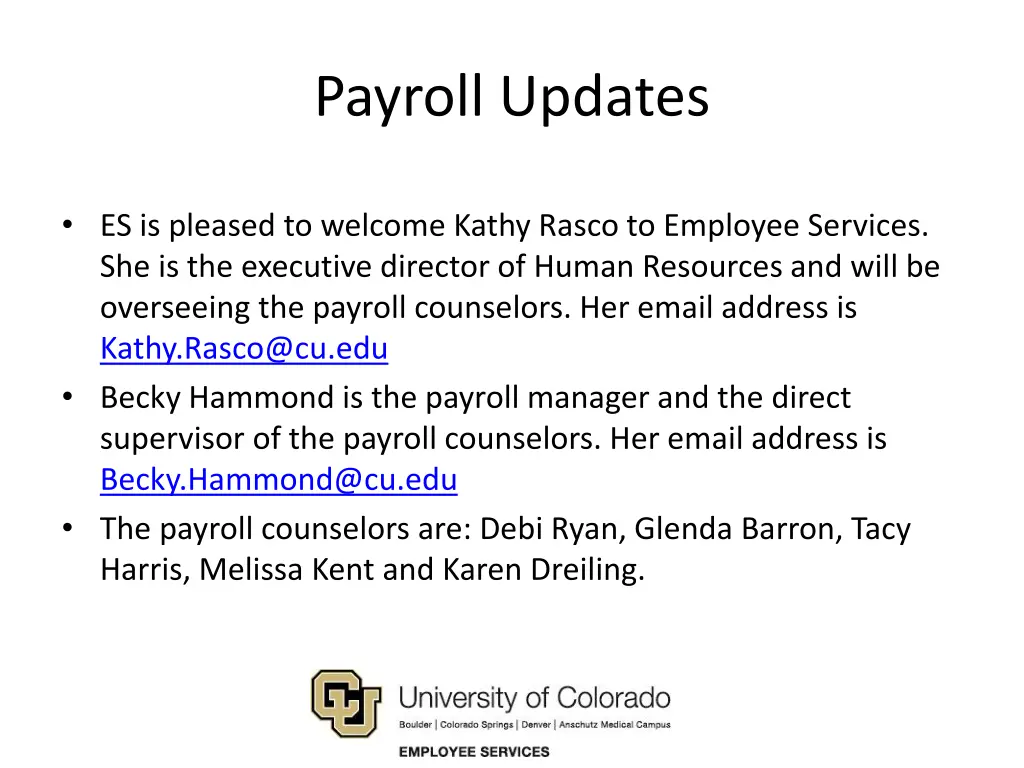 payroll updates