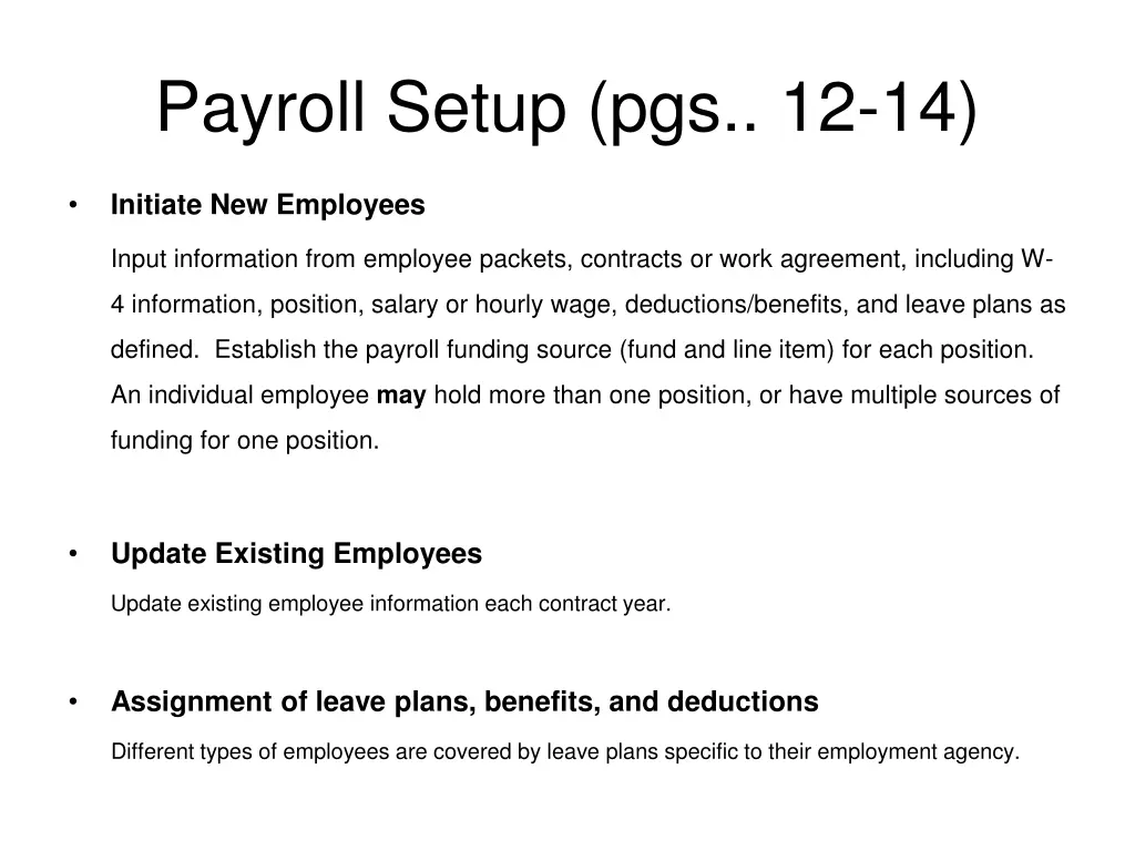payroll setup pgs 12 14
