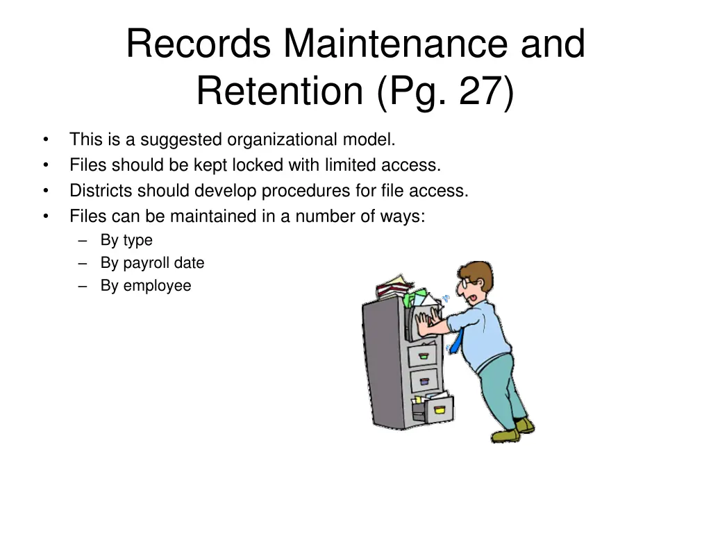 records maintenance and retention pg 27