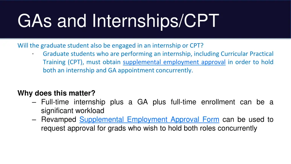 gas and internships cpt