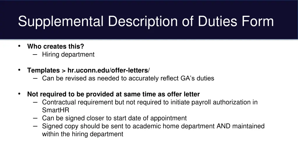 supplemental description of duties form