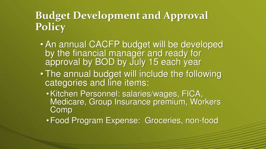 budget development and approval policy