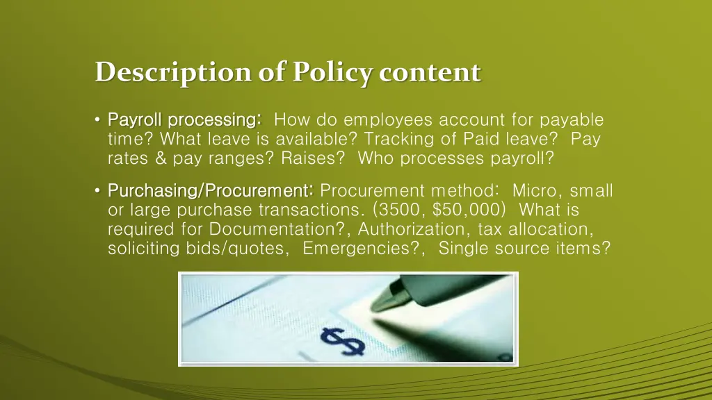 description of policy content 1