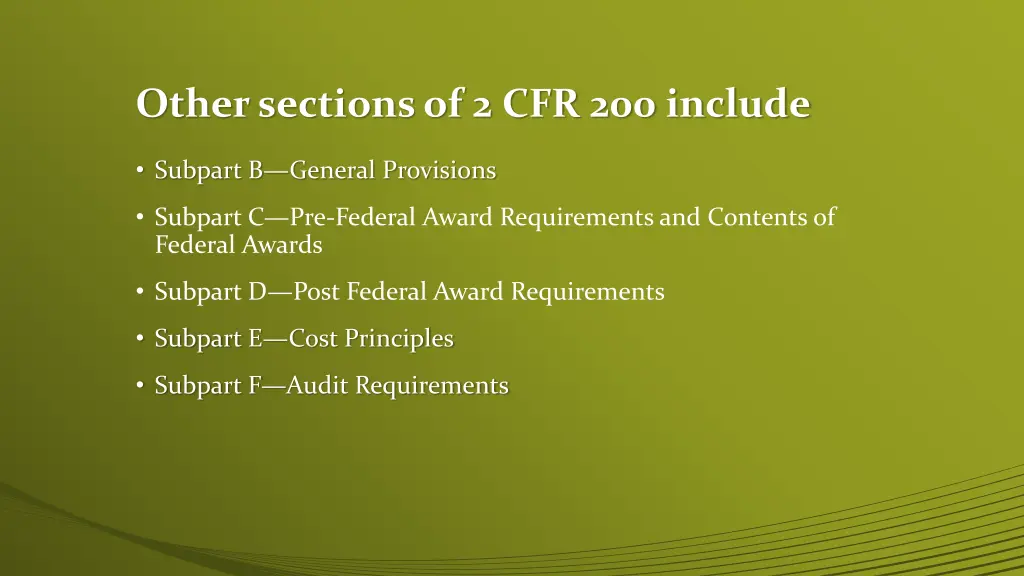 other sections of 2 cfr 200 include