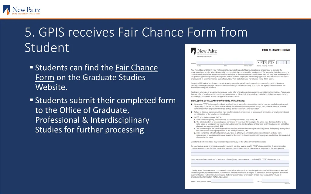 5 gpis receives fair chance form from student