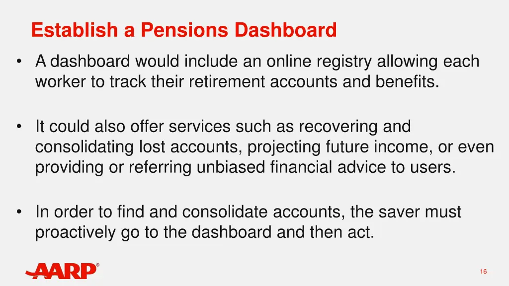 establish a pensions dashboard