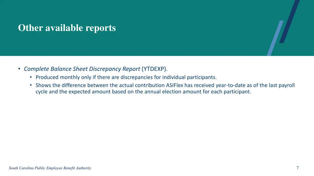 other available reports