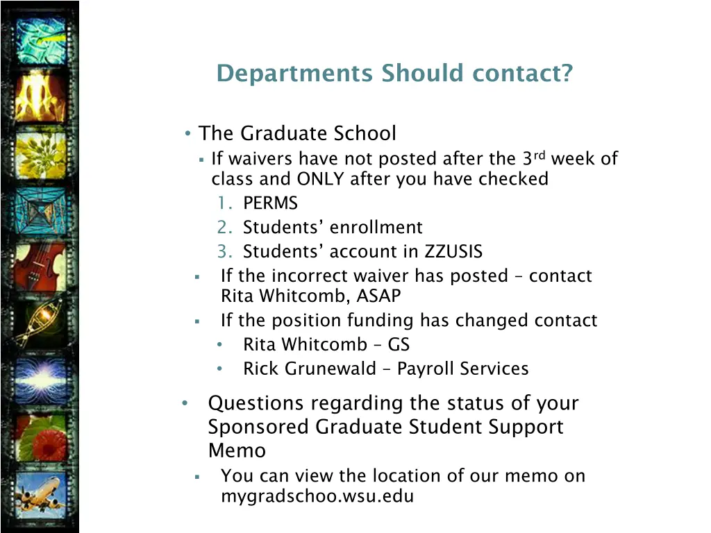 departments should contact