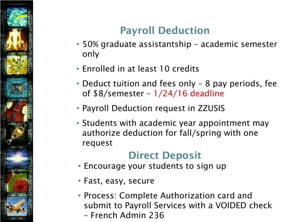 payroll deduction 50 graduate assistantship