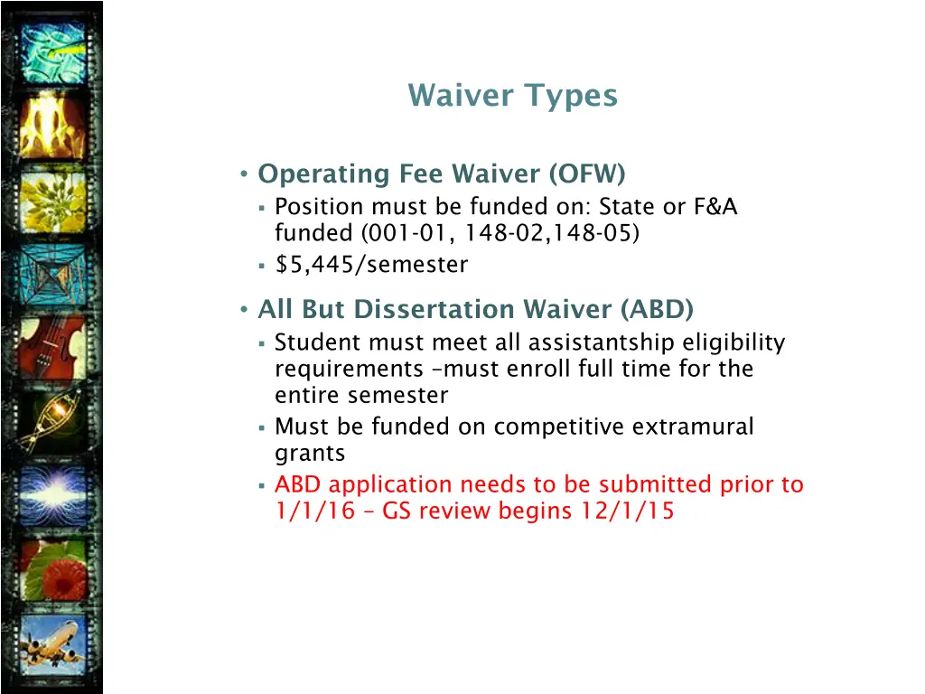 waiver types