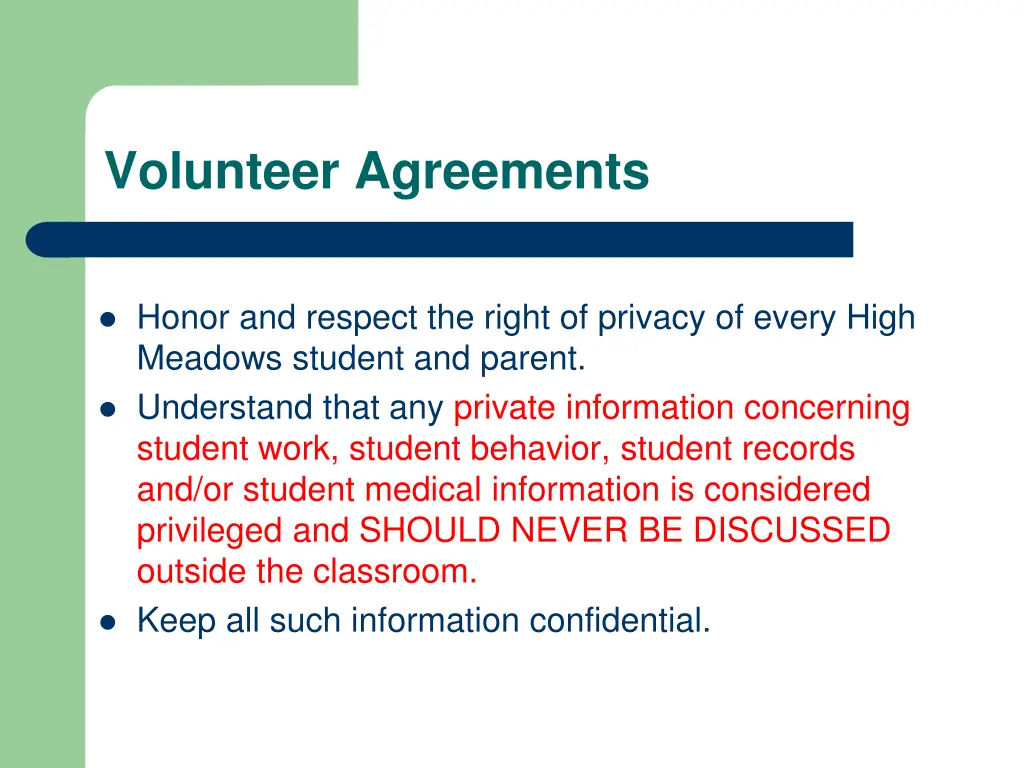 volunteer agreements
